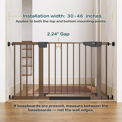 Cumbor 30-46" Baby Gate for Stairs, Mom's Choice Awards Winner-Auto Close Dog Gate for The House, Gifts for Mom, Easy Install Pressure Mounted Pet Gates for Doorways, Black
