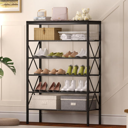8 Tiers Tall Shoe Rack Organizer, Large Capacity Shoe Rack Holds 32 Pairs of Shoes, Durable and Stable, Adjustable Metal Shelf Stackable Shoe Shelf for Entryway, Hallway, Living Room, Closet