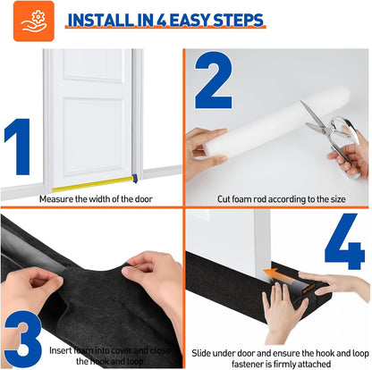 MAGZO Door Draft Stopper, 32 Inch Adjustable Under Door Gap Filler, Fits 26'' - 32'' Bottom Widths, Seals Gaps up to 1.7", Soundproof Sweep Blocks Air, Noise, Light, Dust- Grey