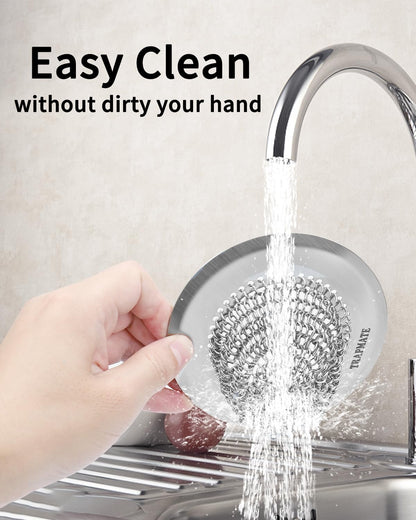 TRAPMATE Shower Drain Hair Catcher, 4.4" Easy Clean Bathtub Drain Hair Catcher, Anti-Slip Bath Tub Drain Protector, Upgraded 304 Stainless Steel Shower Sink Drain Cover for Bathroom (Patented Product)