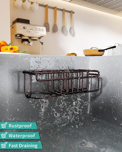 HapiRm 4 in 1 Sink Caddy Sponge Holder, SUS304 Stainless Steel Kitchen Brush Holder and Dish Cloth Hanger, Kitchen Organizers and Storage Essentials - Silver