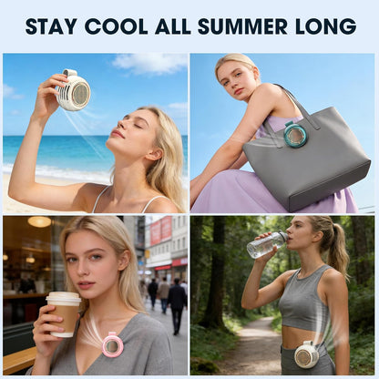 Portable Silent Mini Bladeless Fan Clip On, 5 Speeds 360° Rotatable Clip on Fan for Shirt & Waist, USB Rechargeable Small Fans Portable, 2026 New Whirlwind Fans for Outdoor/Travel/Office (White)