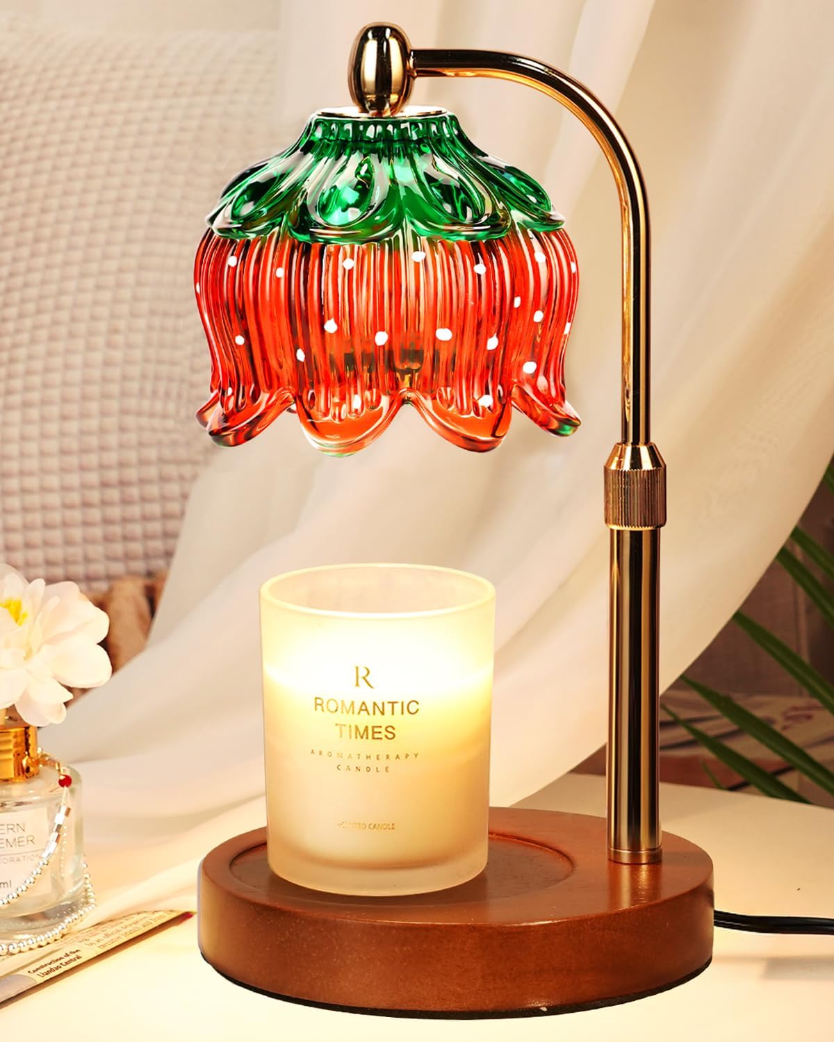 Candle Warmer Lamp Wood with Timer, Dimmable Electric Candle Lamp Warmer for Jar Candles, 2*35 Watt Bulb, Mothers Day Birthday Gifts for Women Men, Decorative Wooden Candle Lamp for Bedroom Home Decor