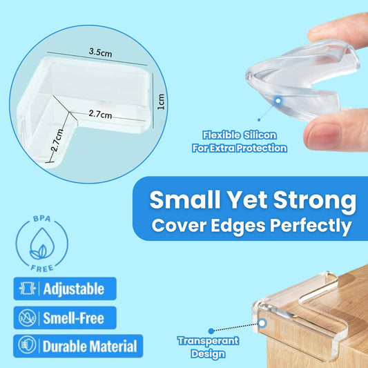 Storite 12 pk Transparent Silicon Corner Protector for Kids Saftey, Sharp Edge Protector for Furniture, Baby Proofing Edge & Corner Guards