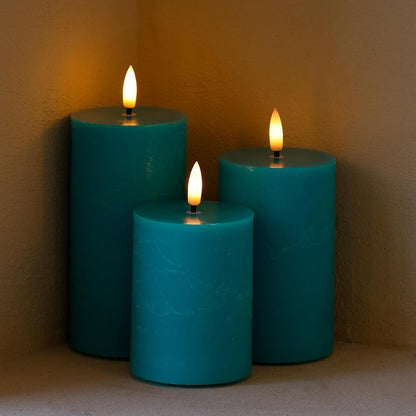 White Flameless Pillar Candles, Battery Operated Wax Candles with Remote, Flat Top Flickering Flameless Candles, LED Candle for Home, Wedding, Party Decor, Set of 3, Φ 3" H 4" 5" 6"