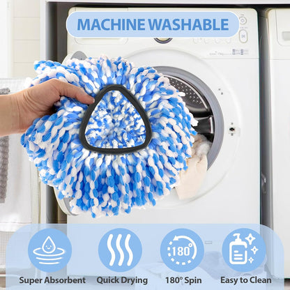 2-Tank Spin Mop Replacement Head, 3 Pack Mop Head Replacement, Microfiber, Machine Washable, Easy to Replace and Deep Cleaning