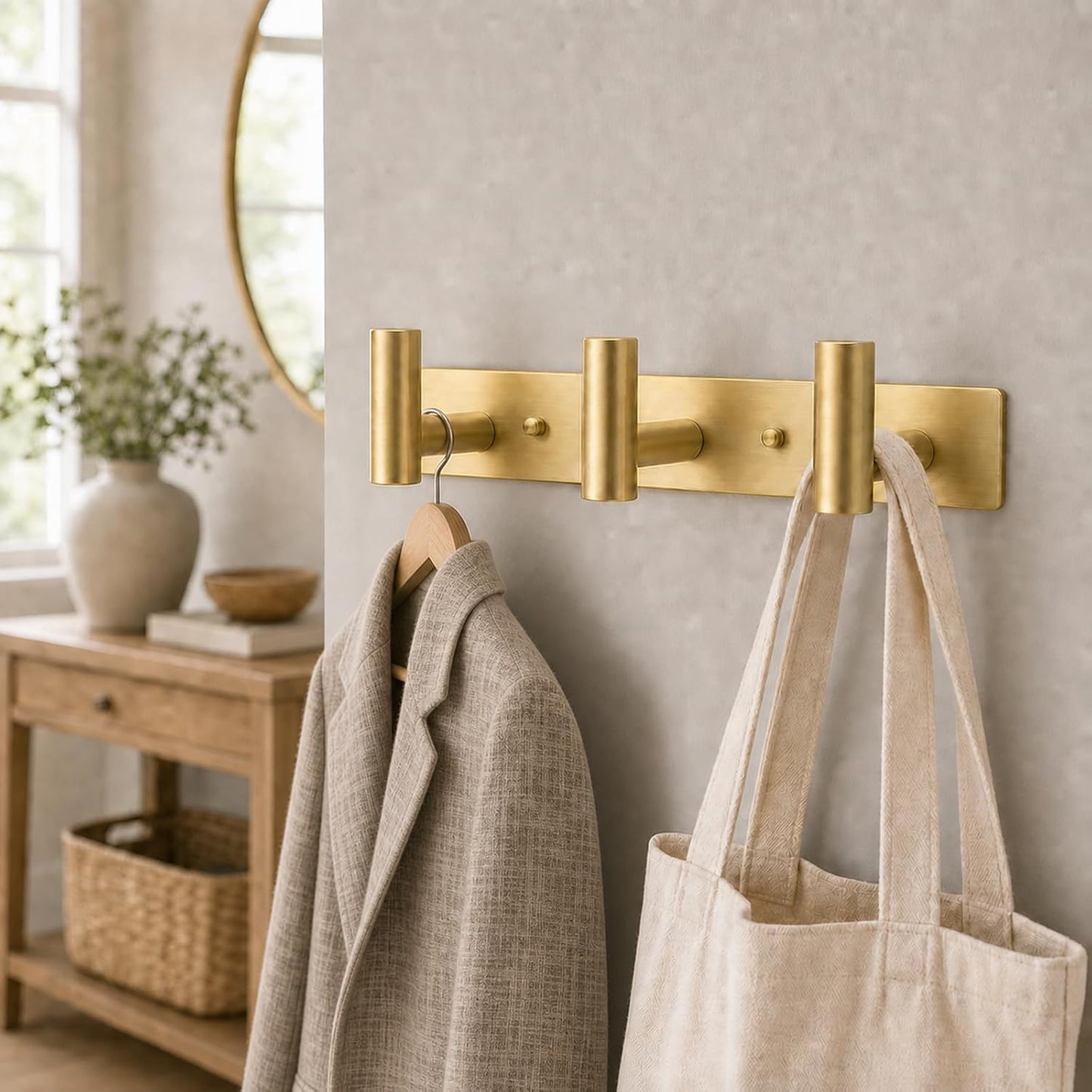 Wall Mounted Coat Rack-3 Hooks, Heavy Duty Stainless Steel Wall Hooks for Towel Coat Bag, Hat Rack Coat Hanger Coat Hooks Towel Racks for Bathroom Entryway Kitchen Office (Silver, 1 Pack)