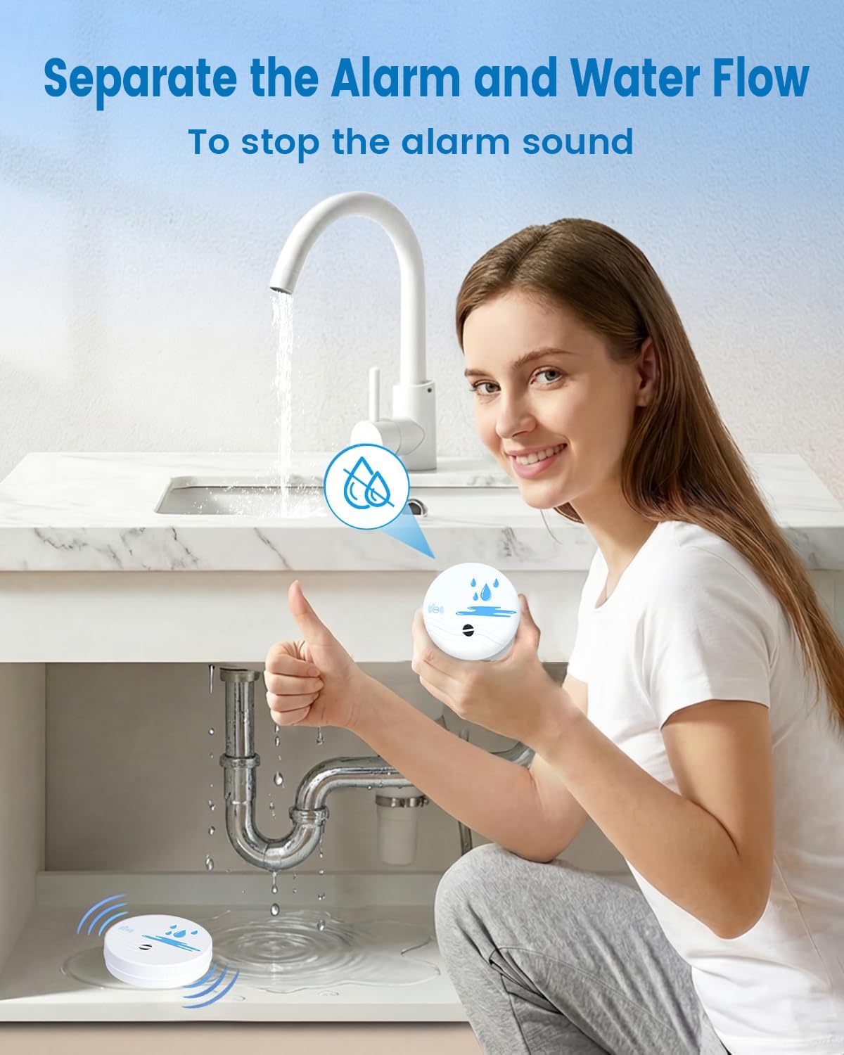 5 Pack Water Leak Detectors for Home, 100dB Waterproof Water Sensor Alarm Leak Detector for Basements, Bathrooms, Laundries, Sinks, and Windows(Battery Included)