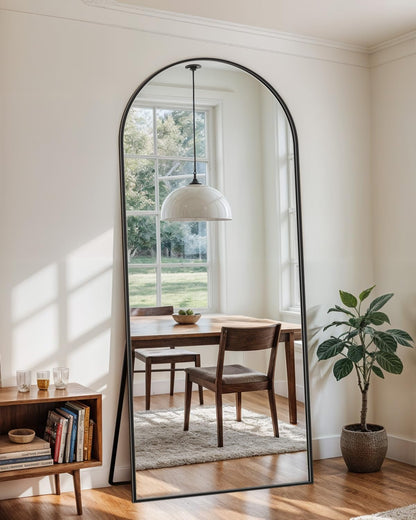 Full Length Mirror with Stand, 71"x28" Arched Full Body Large Stand Up Aluminum Frame Floor Standing Mirror, Freestanding Hanging Leaning Mounted for Bedroom Living Room Entryway Gold