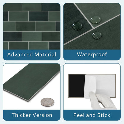 SUNWINGS 100-Sheet Subway Peel and Stick Backsplash Tile, 6" x 3" White Mixed Stone Composite Handmade Looks Self Adhesive Waterproof Wall Tile, Stick on Tiles for Kitchen Bathroom Shower Fireplace