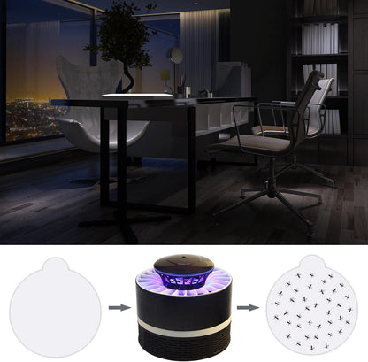 48 Pcs Round Insect Trap Refillable Glue Boards Sticky Fruit Fly Trap Mosquito Fly Killer for Mosquitoes Fruit Flies Gnats Moths Fits Most Models Indoor Outdoor Lamp (4.3 Inch)