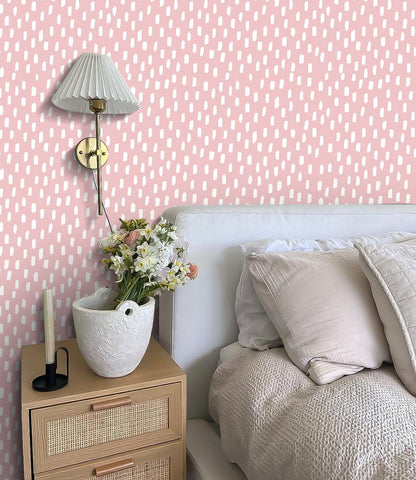 HAOKHOME Peel and Stick Wallpaper Boho Modern Dots Wall Paper Removable for Bathroom Caramel/White Contact Paper 17.3in x 9.8ft