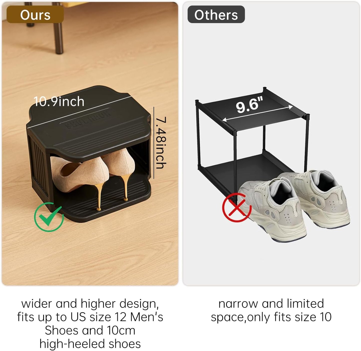UFORU Small Shoe Rack, 5 Tier Plastic Vertical Shoe Rack for Small and Narrow Spaces, Free Standing Shoe Organizer for Closet, Entryway
