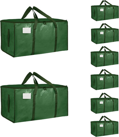 8 Pack-Extra Large Heavy Duty Moving Bags - Waterproof Storage Totes with Handles & Zippers, Foldable for College Dorm, Storage (Clear)
