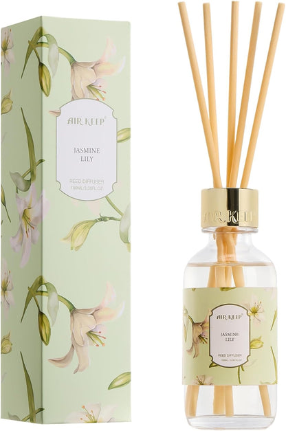 Airkeep Reed Diffuser Oil Set with Reed Sticks,Vanilla Aromatherapy Oil Scent Diffuser for Home Office Bathroom Decoration Perfume and Gifts 3.38 oz/100ml