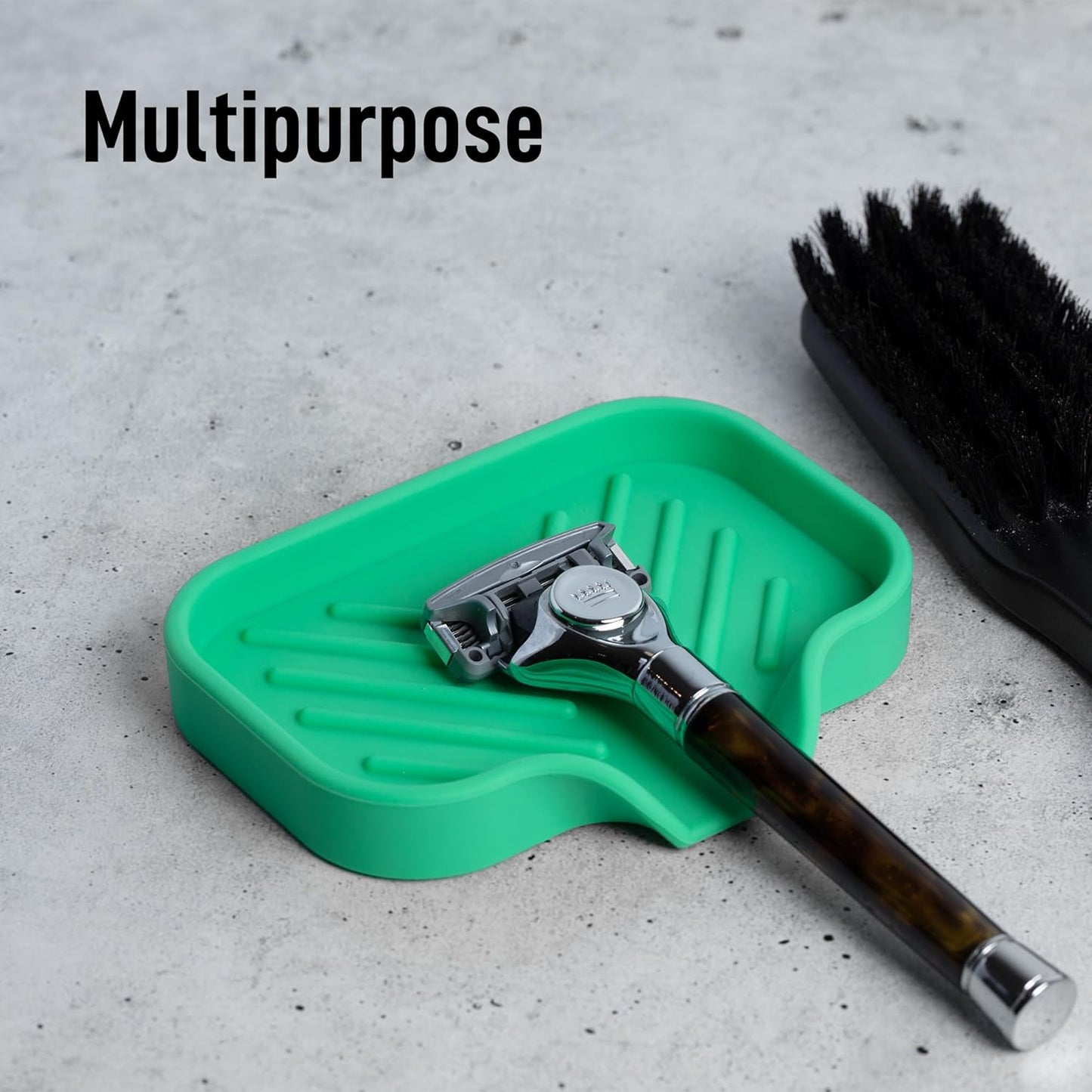 Zulay Kitchen (9x3.5in) Sponge Holder for Kitchen Sink - Flexible Heavy-Duty Multipurpose Sink Caddy - Counter Organizer for Kitchen, Bathroom, Makeup, Trinkets & More! (Grey)