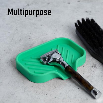 Zulay Kitchen (9x3.5in) Sponge Holder for Kitchen Sink - Flexible Heavy-Duty Multipurpose Sink Caddy - Counter Organizer for Kitchen, Bathroom, Makeup, Trinkets & More! (Grey)
