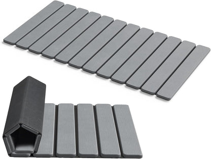 AWW Foldable Stone Bath Mat, Quick Dry Diatomaceous Earth Bath Mat with Non-Slip Mat, Super Absorbent, Easy to Clean, Compact for Small Bathrooms, 23.6 x 15.5, Grey