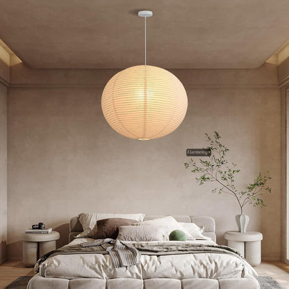 Large Rice Paper Pendant Light Kit, 20in White Globe Paper Lantern Lights, E26 Base, Japanese Hanging Lantern Lamp Japandi Chandelier for Dining Room Bedroom Office Living Room