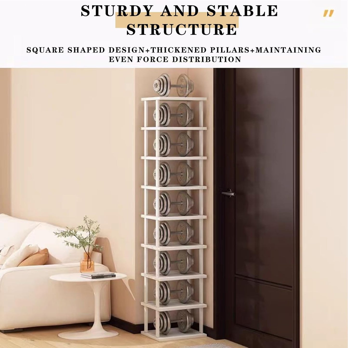 SAN HE 7-Tier Modern Bamboo Shoe Rack - Vertical, Slim, Space-Saving Shoe Organizer for Small Spaces, Closet, Entryway, Corner, Garage, Bedroom