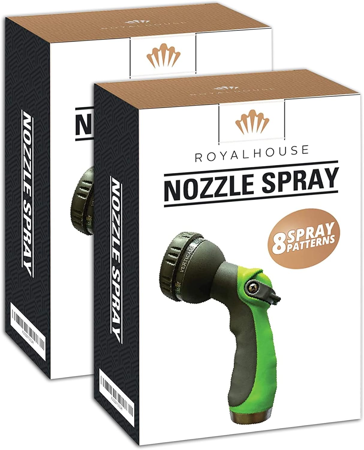 RoyalHouse Garden Hose Nozzle, 8 Adjustable Spray Patterns, High-Pressure Washer Nozzle, Heavy Duty Hose Head, Watering Lawn and Garden, Washing Cars, Bathing Dogs & Cats
