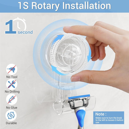 LUXEAR Suction Hooks, 2 Pack Razor Hooks Removable & Reusable Suction Shower Hook Damage-Free Powerful Suction Hanger for Towel Bathrobe Loofah Bathroom Kitchen Storage Hooks Weather Hanger Hook