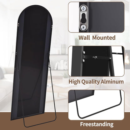 OGCAU Floor Full Length Mirror, 56"x20" Arched Full Body Mirror, Hanging or Leaning, Standing, Wall Mounted with Aluminum Frame for Bedroom Living Room, White