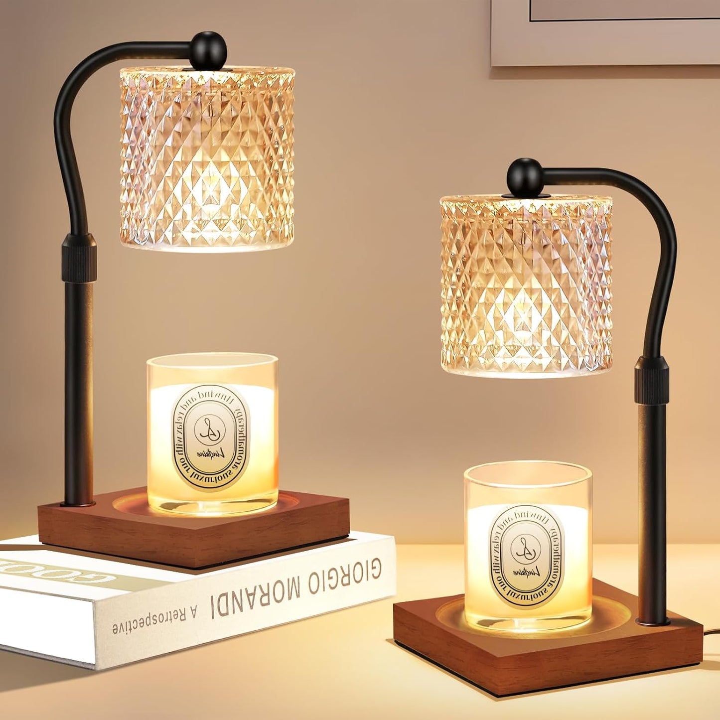 Candle Warmer Lamp with Timer Dimmer Adjustable Height, Mothers Day Gifts for Mom, Birthday Gifts for Women, House Warming New Home Decor, Electric Wax Warmer for Jar Candles, Gold