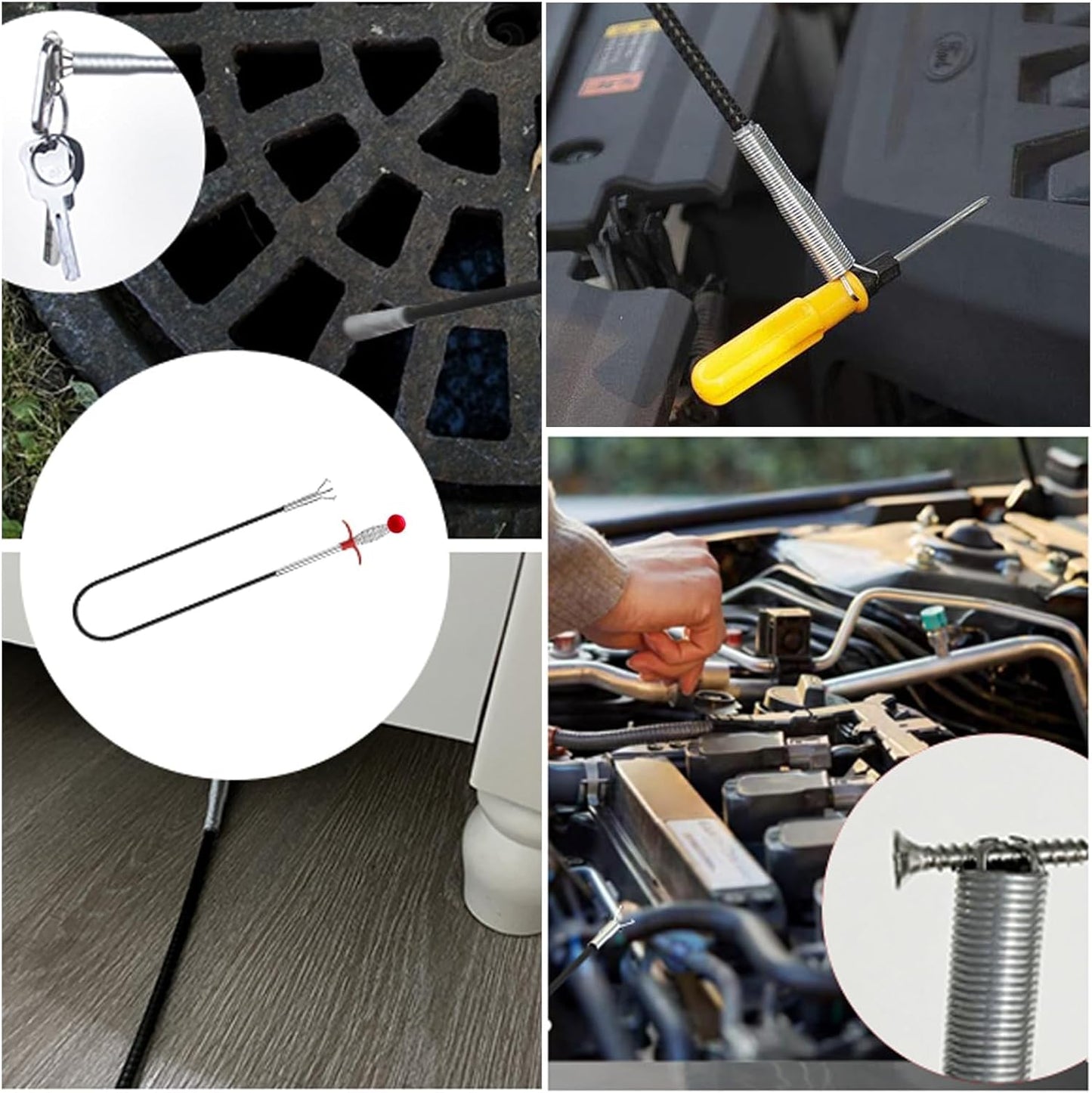 Upgrade 33 Inch Drain Snake Clog Remover with Stronger Claw, Flexible Grabber Tool with Bonus 60 Inch Drain Brush