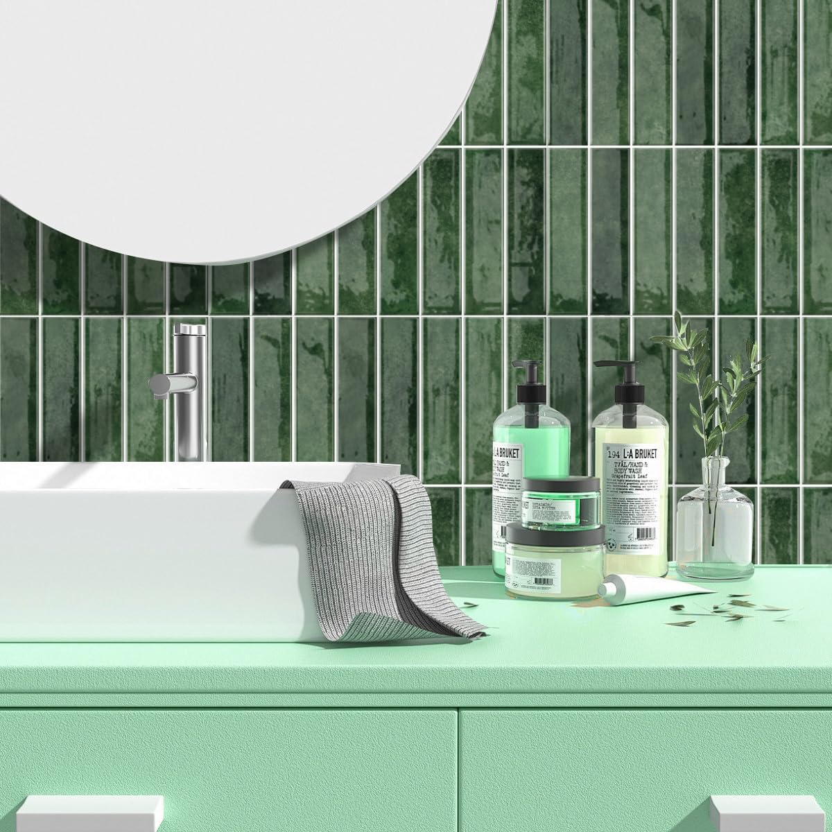 Alwayspon 10 Sheets 12x12inch Beige 3D Vinyl Backsplash Tiles, Self-Adhesive Peel and Stick Wall Tile Stickers Stick on Subway Tiles for Kitchen Bathroom Wall