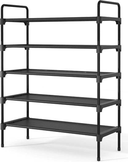 Kitsure Shoe Rack for Closet, Sturdy Shoe Storage for Entryway, Space-Saving Shoe Rack Small and Shoe Shelf, 27.6" Wide, Black