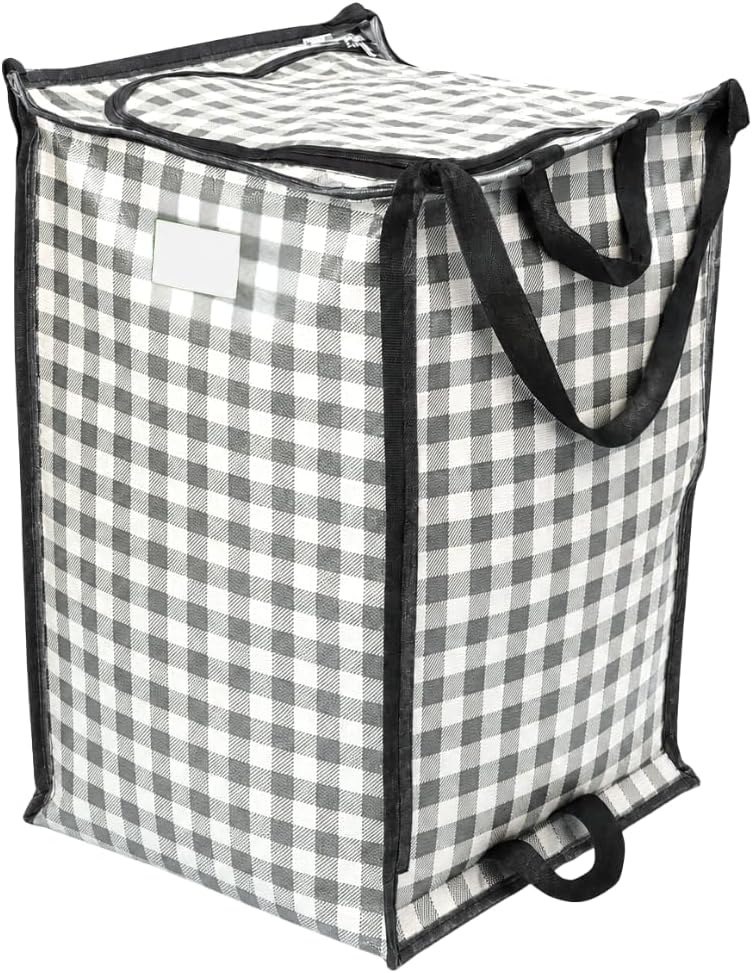 DURASACK XL 48-Gallon Zipper Top Heavy Duty Storage Tote Bags, Black | Rugged Woven Polypropylene Moving Bag, Reusable Self-Standing Design, Holds up to 500 Pounds