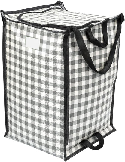 DURASACK XL 48-Gallon Zipper Top Heavy Duty Storage Tote Bags, Black | Rugged Woven Polypropylene Moving Bag, Reusable Self-Standing Design, Holds up to 500 Pounds