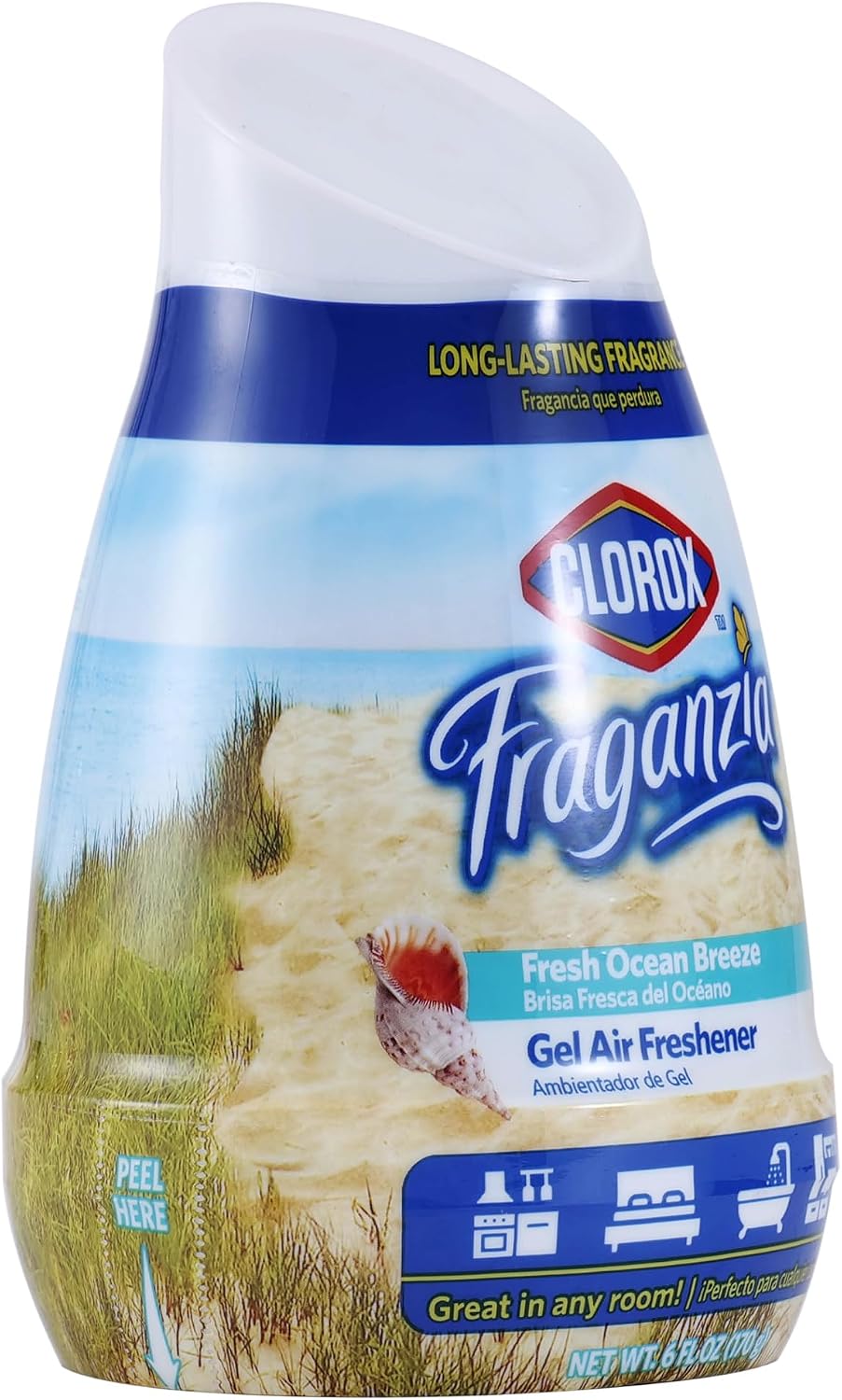 Clorox Fraganzia Gel Air Freshener Cone, Adjustable Odor Eliminating Gel with Lavender and Eucalyptus Scent for Home, Bathroom, Office, Small Spaces, Long Lasting No Battery Freshener, 6 Oz