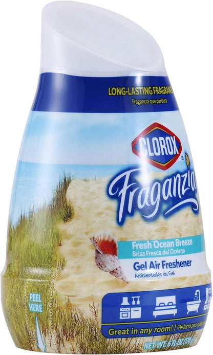 Clorox Fraganzia Gel Air Freshener Cone, Adjustable Odor Eliminating Gel with Lavender and Eucalyptus Scent for Home, Bathroom, Office, Small Spaces, Long Lasting No Battery Freshener, 6 Oz