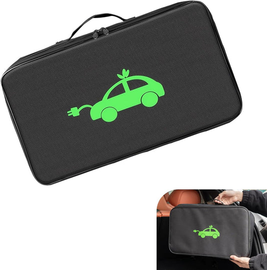 Car Tools Cable Bag, Waterproof Oxford Cloth Jumper Cable Bag, Portable EV Charger Storage Organizer, Cords Hoses Organizer with Handle for Car Trunk, Universal for Most Cars (Round)