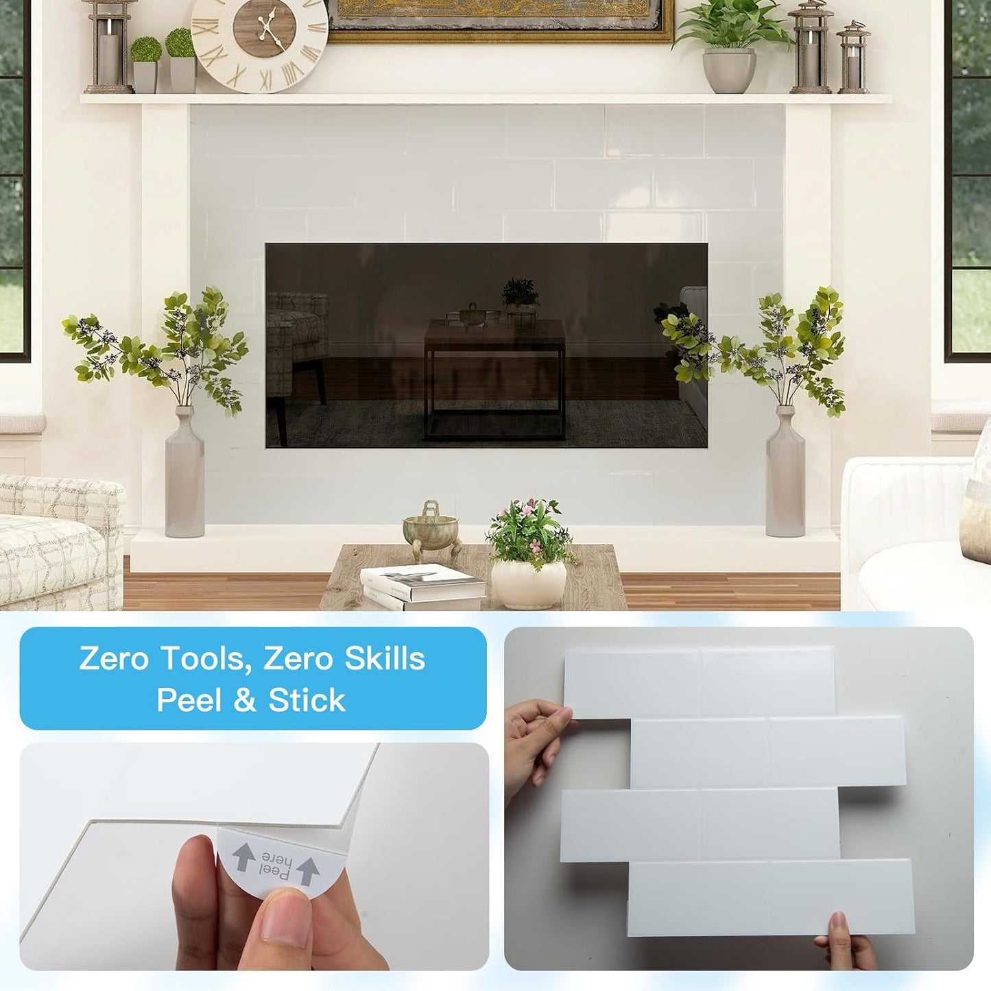 Art3d Peel and Stick Backsplash, 10-Pack Thickened Stick on Subway Tiles, Faux Ceramic Tiles for Kitchen, Bathroom, Black
