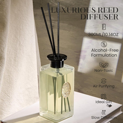 M&SENSE 6.3 oz Large Reed Diffuser Set | Lime+Basil Scent Oil Diffuser with Sticks | Hotel Collection Non-Toxic Home Fragrance |for Bedroom Bathroom Living Room - Colors A