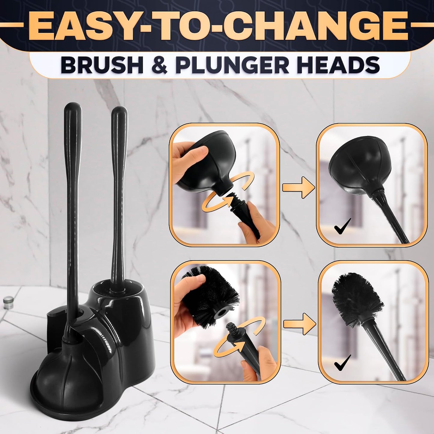 Silicone Toilet Brush and Holder Set - Cream RV Toilet Brush with Holder, Flexible Head, Soft Bristles, Detachable Handle and Freestanding Base, Compact Bathroom Cleaning Tool with Minimalistic Design