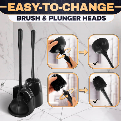 Silicone Toilet Brush and Holder Set - Cream RV Toilet Brush with Holder, Flexible Head, Soft Bristles, Detachable Handle and Freestanding Base, Compact Bathroom Cleaning Tool with Minimalistic Design