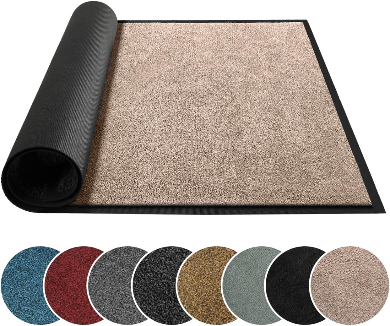 Mibao Front Door Mat, Dirt Trapper Welcome Mat for Outdoor Indoor, Non-Slip Waterproof Doormat, Durable Machine Washable Low Profile Entry Rug for Back Door Outside Patio Porch, 29.5" x 17", Grey