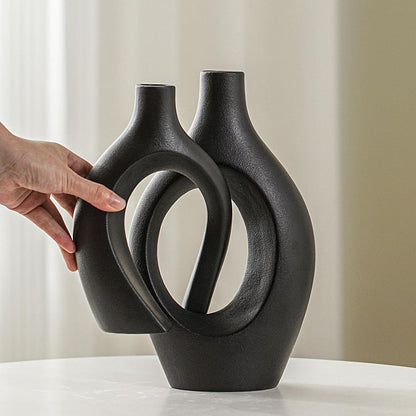 Levvohd Hollow Ceramic Vase Set of 2, Modern Nordic Minimalist Book Style Boho Aesthetic Vases for Home Decor Living Room Shelf Entryway Coffee Centerpiece Table Decorative (Cream White)