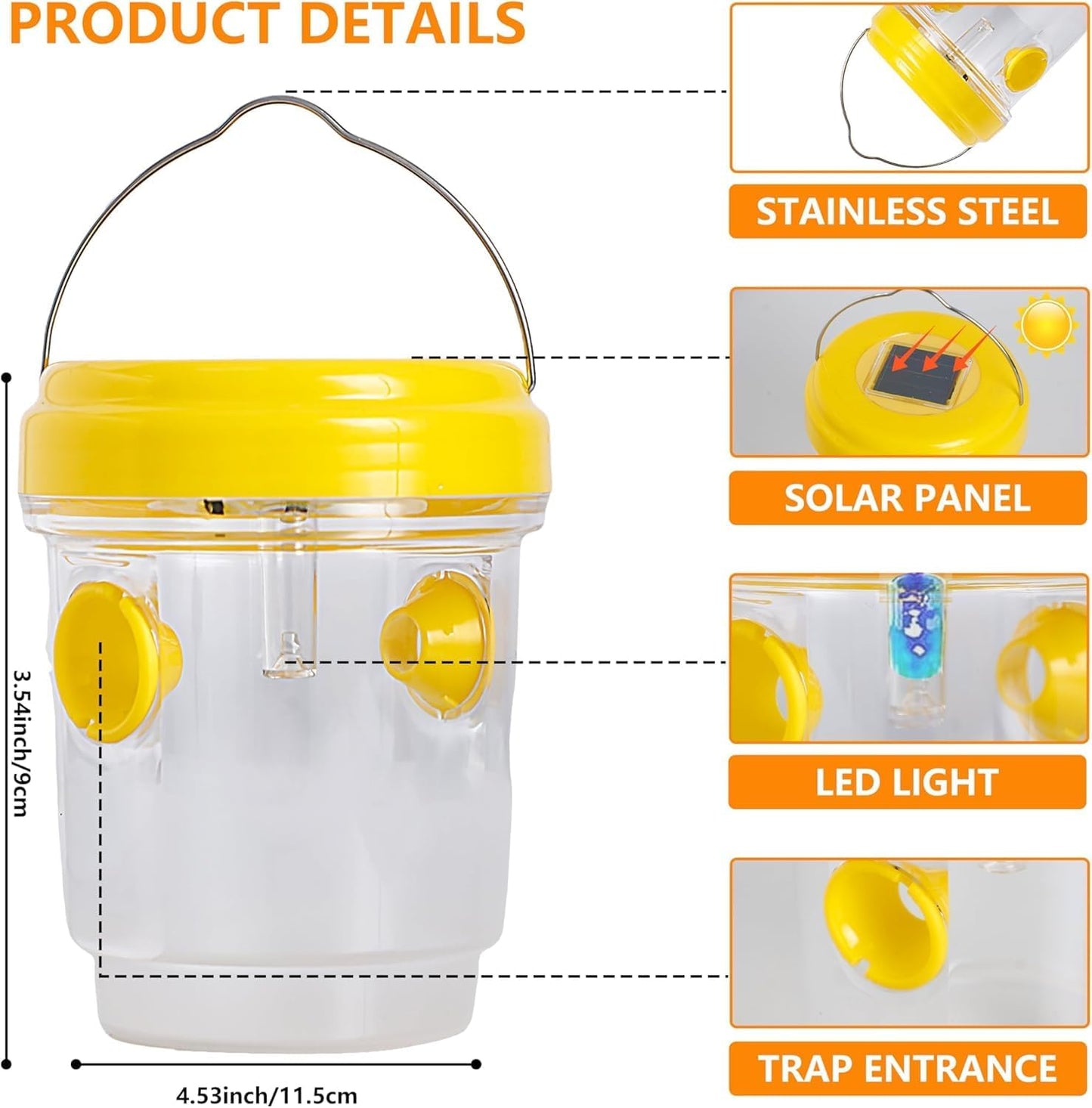 2 Pack Solar Wasp Trap Outdoor Hanging