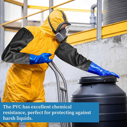 Eiito Extra-Long 26" Rubber Pond Gloves, Chemical Resistant PVC Reusable Heavy Duty Waterproof Cleaning Glove
