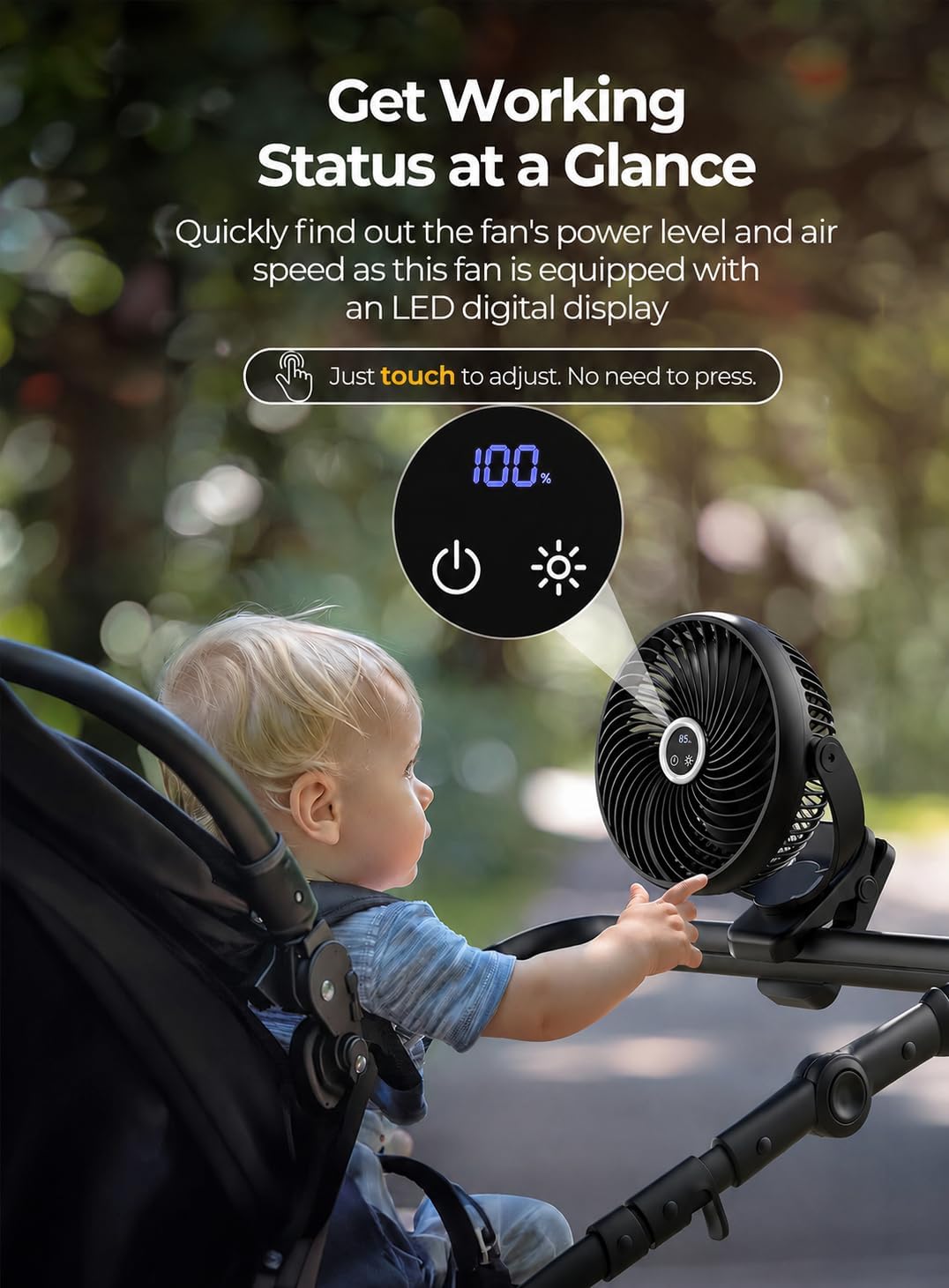 Koonie 8" Clip on Fan, 10000mAh Rechargeable Battery, Strong Airflow | 4 Speeds, Sturdy Clamp, Ideal Portable USB Desk Fan for Office, Golf Cart, Camping, Travel, Tent, Outdoor, Treadmill & Gym