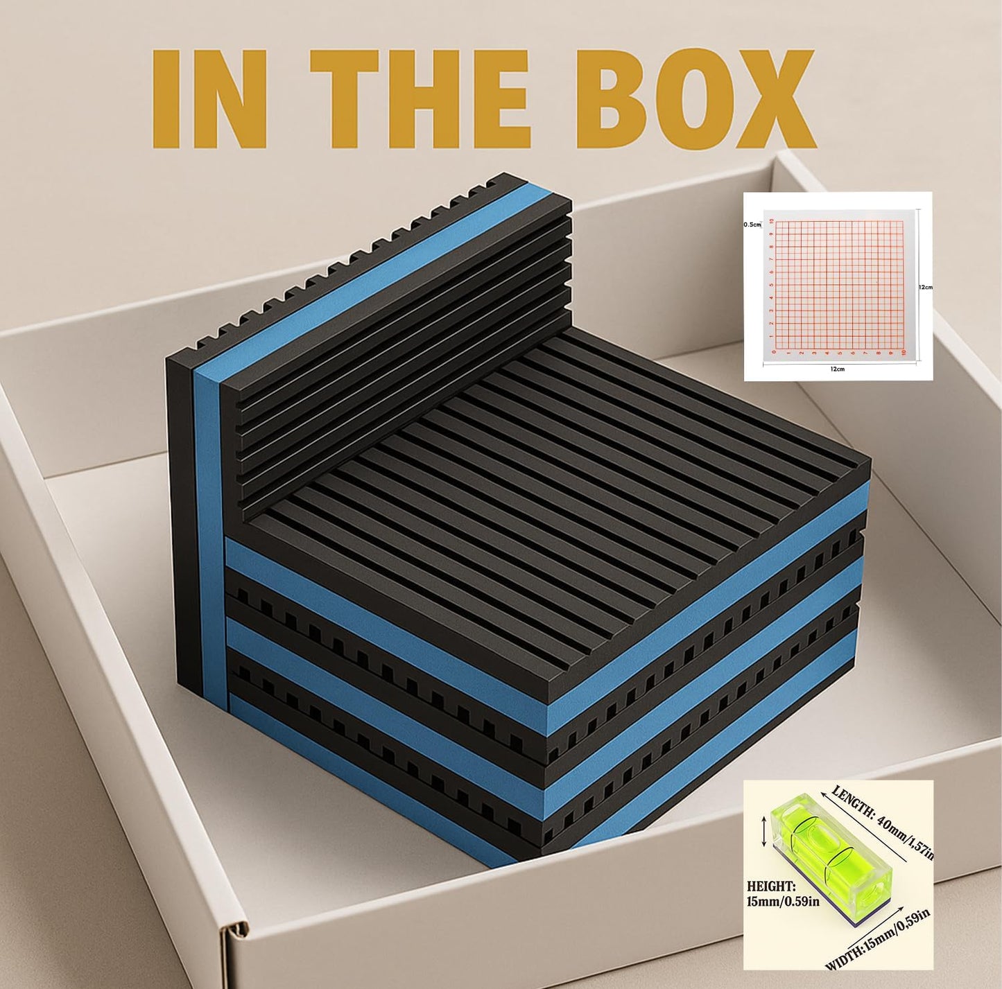 4P Anti Vibration Pads 4'' X 4'' X 7/8" Sound Isolation Ribbed Rubber Mats with EVA Center, Heavy Duty Vibration Isolation Pads for Air Compressos, Conditioner, Treadmill, HVAC Washer Dryer