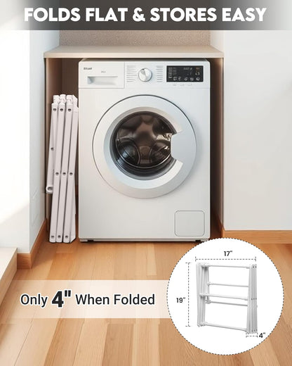 3-Tier Metal Folding Clothes Drying Rack, Laundry Drying Rack Clothing | Collapsible Dryer Racks for Laundry | Indoor & Outdoor,Black