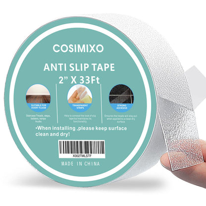 COSIMIXO 4" x 33Ft Clear Anti Slip Tape Waterprooft, Non-Slip Stair Treads Tape Traction, Boats, Stairs, Transparent, Soft, Comfortable for Bare feet