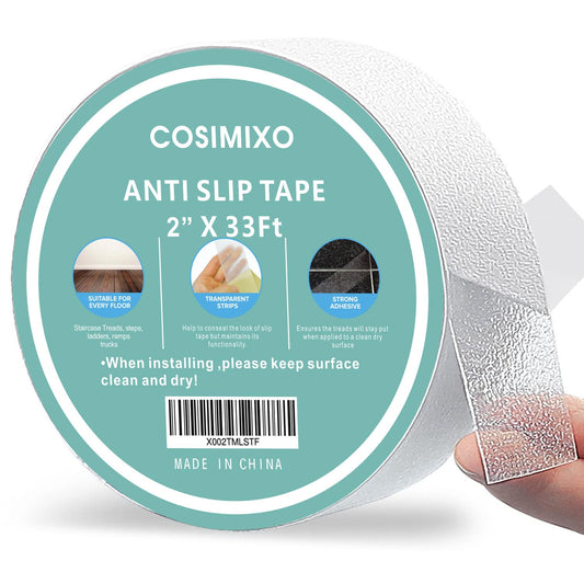COSIMIXO 4" x 33Ft Clear Anti Slip Tape Waterprooft, Non-Slip Stair Treads Tape Traction, Boats, Stairs, Transparent, Soft, Comfortable for Bare feet