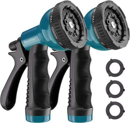 Besiter Garden Hose Nozzle Sprayer: 2 Pack 10 Watering Patterns Spray Nozzles Heavy Duty Hose Head Hose Attachment